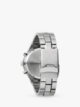 Bulova Men's Chronograph Geometric Bezel Bracelet Strap Watch, Silver/Black