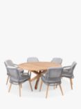 4 Seasons Outdoor Sempre & Prado 6-Seater Garden Dining Set, FSC-Certified (Teak Wood), Silver Grey