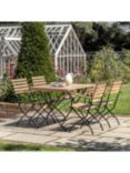 Gallery Direct Lindos 4-Seater Folding Rectangular Garden Dining Table & Chairs Set, Natural