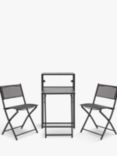 Gallery Direct Kavala Folding 2-Seater Garden/Balcony Bistro Table & Chairs Set, Dark Grey