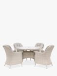 Gallery Direct Holton 4-Seater Round Garden Dining Table & Chairs Set, Natural/Stone