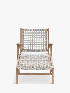 Gallery Direct Lindos Wicker Garden Lounge Chair with Footstool, Natural/Grey