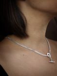 Nina B T-Bar Curb Chain Necklace, Silver