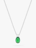 Simply Silver Sterling Silver Emerald Pendant Necklace, Silver/Green