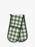 John Lewis Gingham Double Oven Glove, Blue