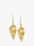 London Road 9ct Gold Leaf Drop Earrings, Gold