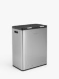 John Lewis 2 Section Touch Recycling Bin, with Handles, Stainless Steel, 30+30L