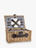 Navigate Three Rivers 2 Person Willow Wicker Filled Picnic Hamper, Navy/Natural