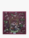 Aspinal of London Woodland Silk Square Scarf, Burgundy/Multi