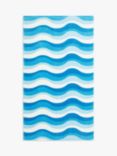 John Lewis ANYDAY Wavy Stripe Beach Towel, Blue