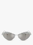 Swarovski SK7009 Women's Crystal Cat's Eye Sunglasses, Pale Gold/Mirror Orange