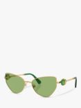 Swarovski SK7003 Women's Irregular Butterfly Sunglasses, Gold/Green