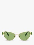 Swarovski SK7003 Women's Irregular Butterfly Sunglasses, Gold/Green