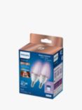 Philips Smart LED 4.9W E14 Dimmable Warm-to-Cool Candle Bulb Connected by WiZ, Pack of 2, Frosted