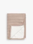 John Lewis Cable Knit Sherpa Fleece Throw, Linen Sand