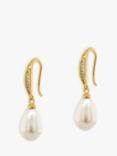 Ivory & Co. Faux Pearl and Crystal Hook Drop Earrings, Gold