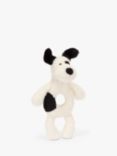 Jellycat Bashful Puppy Ring Rattle Soft Toy, Black/Cream