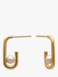 Rachel Jackson London Stellar Hardware Pearl Hoop Earrings, Gold/White