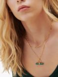 Rachel Jackson London Protection T-Bar Malachite Necklace, Gold