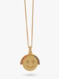 Rachel Jackson London Rainbow Smiley Face Spinning Necklace, Gold