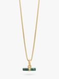 Rachel Jackson London Mini Malachite T-Bar Necklace, Gold