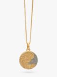 Rachel Jackson London Personalised Elements Water Art Coin Pendant Necklace, Gold