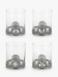 Royal Selangor Ace Glass Tumblers, Set of 4, 300ml, Pewter Grey/Clear