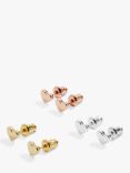 Joma Jewellery Mini Charms Heart Stud Earrings, Pack of 3, Multi