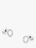 Tutti & Co Grand Cubic Zirconia Round Stud Earrings, Silver