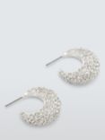 John Lewis Diamante Encrusted Half Hoop Earrings, Silver