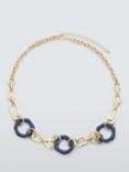 John Lewis Multi Link Textured Necklace, Gold/Blue
