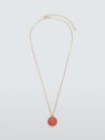 John Lewis Round Agate Pendant Necklace, Gold/Orange