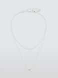 John Lewis Heart Layered Chain Necklace, Pack of 2, Silver