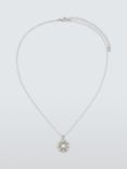 John Lewis Faux Pearl and Crystal Circle Pendant Necklace, Silver