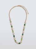 John Lewis Crystal Chain Necklace, Gold/Green