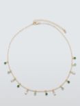 John Lewis Droplet Crystal Chain Necklace, Gold/Green