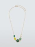 John Lewis Textured Glass Aventurine Necklace, Gold/Green