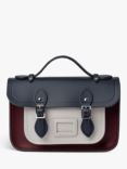 Cambridge Satchel The Mini Leather Colour Block Satchel, Clay/Oxblood/Navy