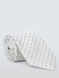 John Lewis Linen and Silk Mini Spot Tie, White
