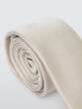 Kin Silk Blend Woven Thin Tie, Cream