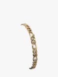 Vintage Fine Jewellery Second Hand 9ct Yellow Gold Curb & Figaro Chain Link Bracelet, Dated London 1986