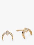 Astley Clarke White Sapphire Moon Stud Earrings, Gold