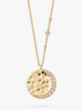 Astley Clarke Luna White Sapphire Hammered Moon Pendant Necklace, Gold