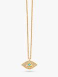 Astley Clarke Turquoise and White Sapphire Evil Eye Pendant Necklace, Gold/Blue