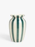John Lewis Hand Painted Striped Stoneware Vase, H26.5cm, Peacock