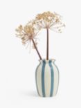 John Lewis Hand Painted Striped Stoneware Vase, H18cm, Haze Blue
