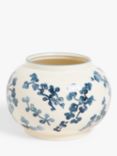 John Lewis Hand Painted Floral Stoneware Vase, H15cm, Blue/White
