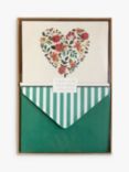 Portico Floral Hearts Note Cards, Pack of 10, Green