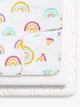 Snüz Baby Rainbow Crib Fitted Sheets, 3 Piece Set, Multi/White