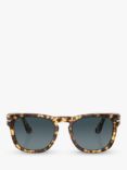 Persol PO3333S Unisex Polarised D-Frame Sunglasses, Tortoise Beige/Blue Gradient